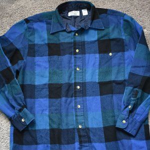 Mikael York Blue Plaid Mens Button Down Size XL